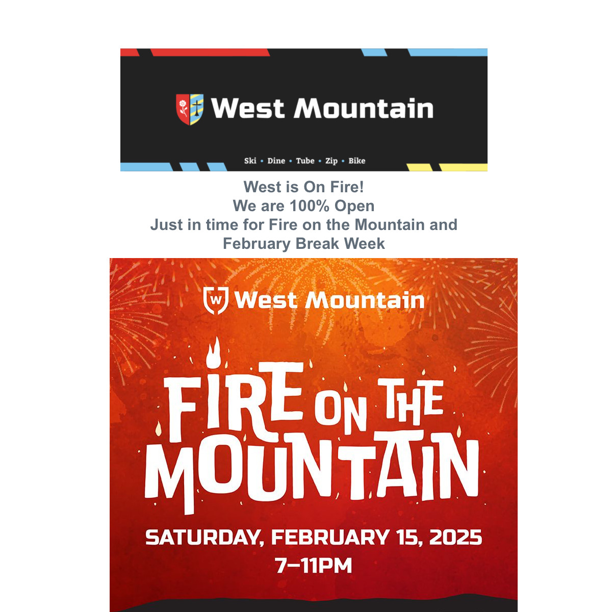 West Mountain Logo and Fire on the Mountain