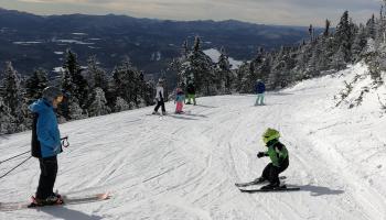 Little kid skiing