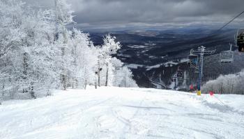 trail with ski lifts 